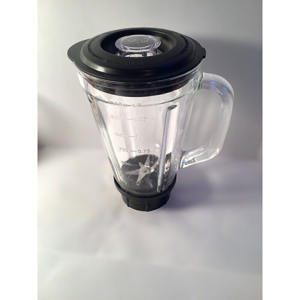 Blender Replacement Heavy Glass Pitcher 6 Cup With Black Lid